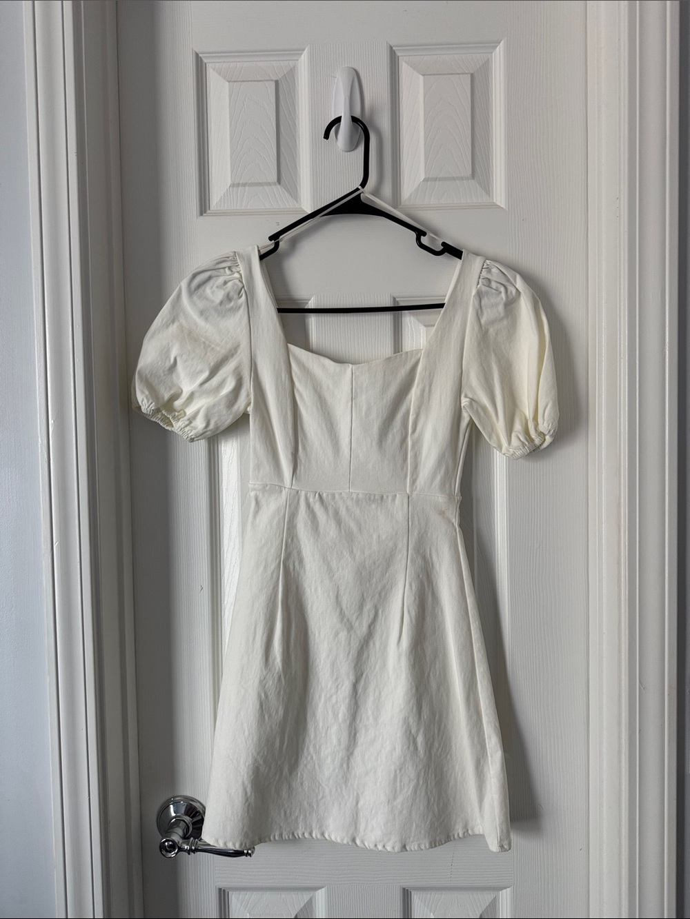 Altar'd State Cream Puff-Sleeve Mini Dress